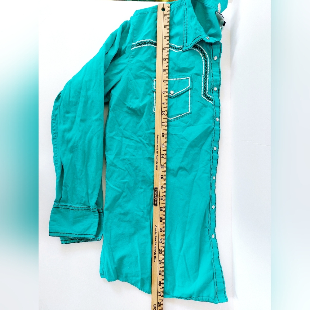 Ariat Teal Rosario Western Pearl Snap Shirt Embroidered Anita Bonita Cross XXL - Picture 7 of 7